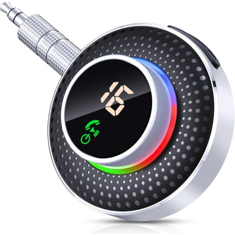 Adaptador Bluetooth 5.3 para coche, receptor Bluetooth con conector auxiliar de 3,5 mm [botón ampliado y pantalla LED], adaptador Bluetooth para radio de coche/estéreo doméstico, compatible con Siri/l