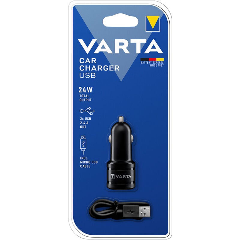 

38780 ADAPTADOR CARGADOR PARA COCHE 2 USB - Varta