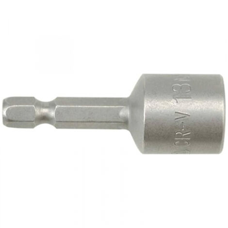 Adaptador con boca hexagonal magnética de 13mm y 48mm de largo con casquillo de 1/4” fabricado en acero