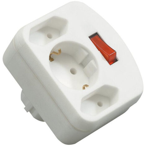 Adaptador con interruptor 2 + 1 carril blanco (por 6)
