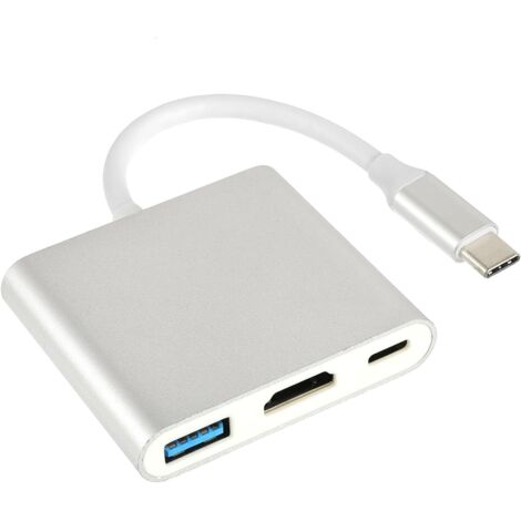 Adaptador concentrador tipo C con salida HDMI 4K, puerto de carga USB 3.0 y USB C, convertidor digital portátil compatible con MacBook Pro, Google Chromebook, HP, Samsung S8/S9+