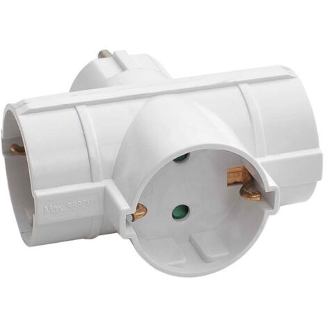 Adaptador/Conector 3 Tomas Schuko Lateral Blanco 7hSevenOn