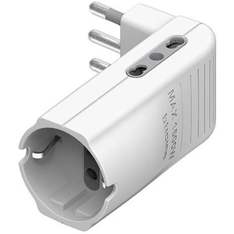 Adaptador Corner Bticino 2 tomas dobles 1 toma alemana y enchufe 16A blanco S3616DE