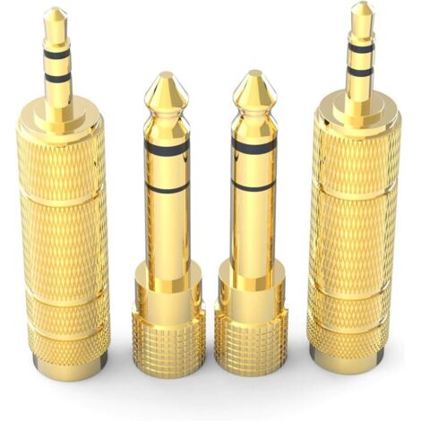 Adaptador de audio auxiliar de jack de 6,35 mm a jack de 3,5 mm con contactos chapados en oro para auriculares, altavoces, guitarra y piano.