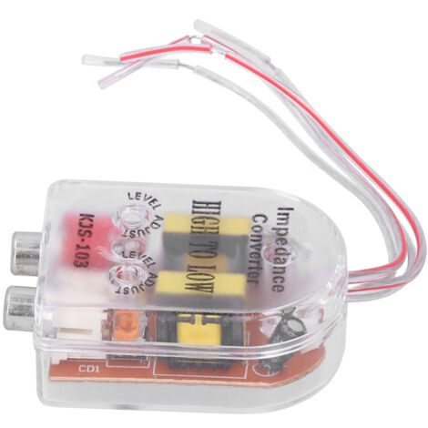 Adaptador de audio de impedancia automática, convertidor de alta a baja impedancia a RCA, material plástico + metal chapado en oro.