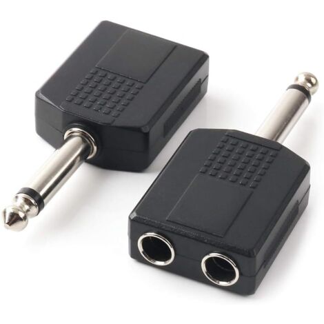 Adaptador de audio de interconexión de 6,35 mm TS macho de 1/4" a 2 1/4" TS hembra de 6,35 mm (paquete de 2)