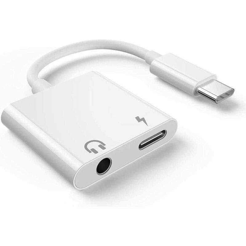 

Adaptador de auriculares USB C, adaptador 2 en 1 tipo C a 3,5 mm Adaptador de conector auxiliar USB C para Huawei P30 Pro / P20 / P20 Pro / Mate 20