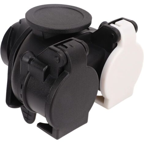 Adaptador de banda para remolque, adaptador de 13 a 7 pines para vehículos recreativos y embarcaciones, adaptador de conversión de enchufe de doble toma para todos los enchufes de remolque.