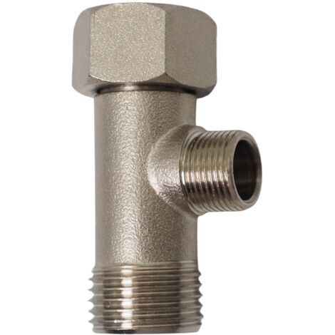 Adaptador de bidé en forma de T - Conector en T de latón de 3 vías (1/2 x 1/2 x 3/8 o 9/16 pulgadas), niquelado