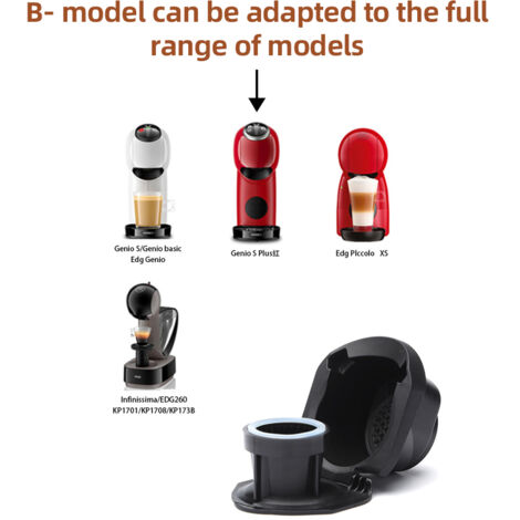 Adaptador de cápsulas reutilizable para máquinas Dolce Gusto – Compatible con Genio, Piccolo, Infinissima – PP + acero inoxidable 304 con cuchara y cepillo
