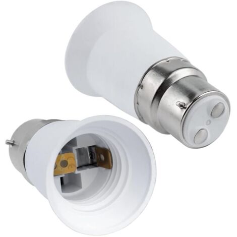 Adaptador de casquillo B22 a E27, convertidor de casquillo de bayoneta B22 a casquillo de rosca E27, 0-250 V para bombillas E27, LED, incandescentes, halógenas y CFL (paquete de 2)