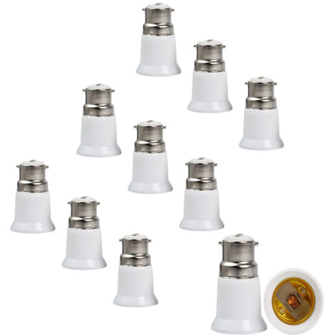 Adaptador de casquillo B22 a E27, tapa BC, rosca Edison ES B22 a E27, base de lámpara de extensión BC a ES (10 piezas)