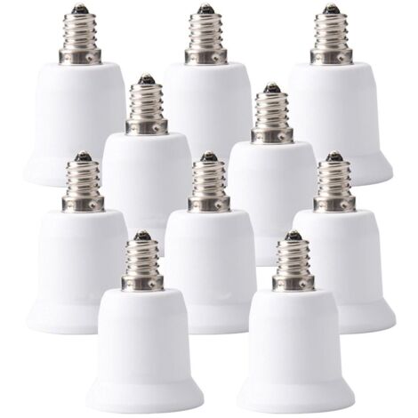 Adaptador de casquillo E14 a E27, convertidor de portalámparas para lámparas y bombillas LED, 10 unidades.