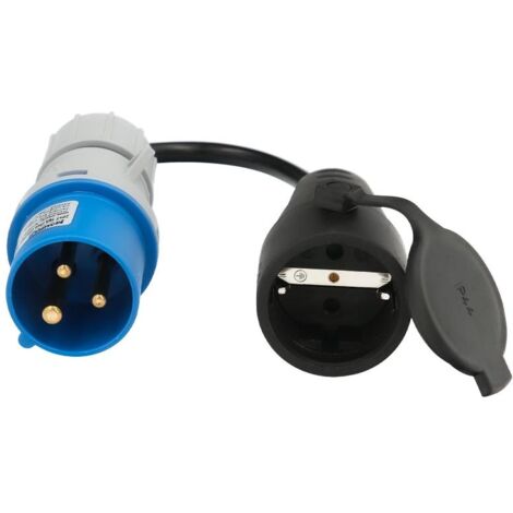 adaptador de clavija cee a schuko, 2 polos + tierra. max. 16a. 230v