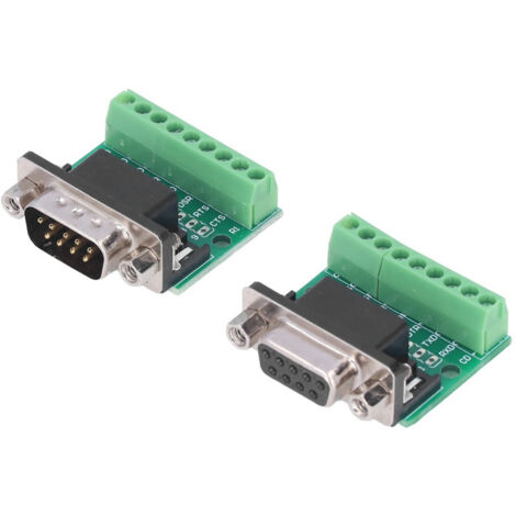 Adaptador de conector DB9 macho/hembra con terminales de tornillo, placa de conversión de 9 pines, 9 orificios para RS232 y RS485.