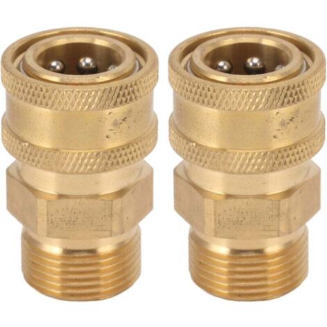 Adaptador de conexión para hidrolavadora M22 de cobre puro (2 unidades), hembra a macho NPT de 3/8", orificio interior de 14 mm/0,55 pulgadas