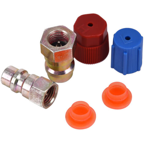 Adaptador de conversión de cambio rápido de 1/4" AC R-12 a R-134a, kit de enchufe para válvula de subida/bajada del sistema de aire acondicionado