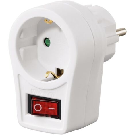 Adaptador de corriente (adaptador de contacto, hasta 3500 vatios, protección infantil, con interruptor de encendido/apagado) Blanco