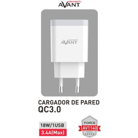 Adaptador DE Corriente AVANT Connect 18W 1XUSB QC3.0 - Carga RAPIDA