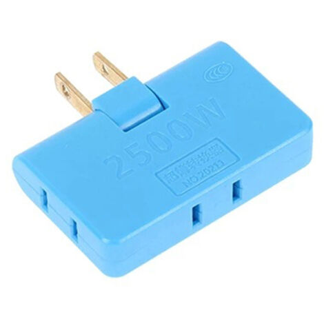 Adaptador de corriente giratorio 180°  Fuente de alimentación enchufable  Plástico  Dimensiones: 6,5 x 4,3 x 1,3 cm  3 colores (blanco, azul, rosa)  Potencia: 2500 W  Para el hogar, la oficina y hotel