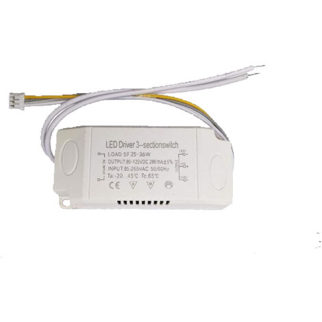 Adaptador de corriente para módulo de luz LED multicolor, fuente de alimentación bicolor de 25-36 W con aislamiento de voltaje extendido.