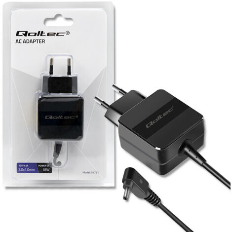 Adaptador de corriente Qoltec para portátil Acer (18 W, 12 V, 1,5 A, 3,0 x 1,0)