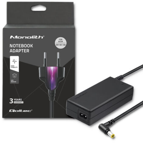 Adaptador de corriente Qoltec para portátil Acer (30 W, 19 V, 1,58 A, 5,5 x 1,7 cm) + cable de alimentación