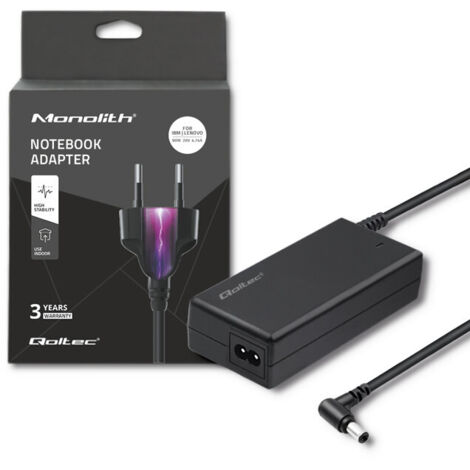 Adaptador de corriente Qoltec para portátil IBM Lenovo de 90 W 20 V 4,74 A 5,5 x 2,5 + cable de alimentación