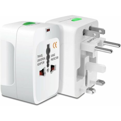 Adaptador de corriente universal portátil para todo el mundo, cargador de pared para viajes internacionales, compatible con enchufes de EE. UU., UE y Reino Unido.