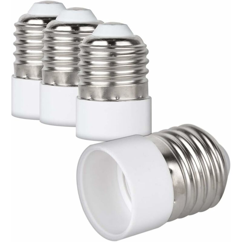 Adaptador de enchufe 4x - Convertidor de enchufe E27 a E14 - Adaptador de soporte de lámpara base E14 para bombilla LED halógena