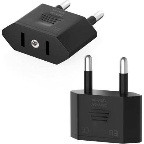 Adaptador de enchufe de EE. UU. (2 piezas), adaptador de EE. UU. a Francia, enchufe de viaje de EE. UU. a UE, adaptador de EE. UU. a UE, adaptador de enchufe de EE. UU., adaptador de enchufe de UE neg