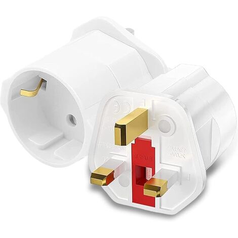 Adaptador de Enchufe de Europeo a Enchufe UK  Blanco