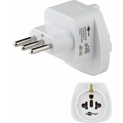 Adaptador de Enchufe de Schuko tipo F a Enchufe Italia  Blanco