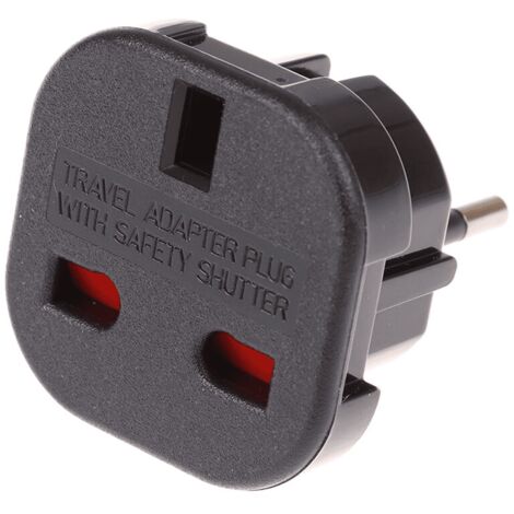 Adaptador de Enchufe de UK a Enchufe Europeo  Negro