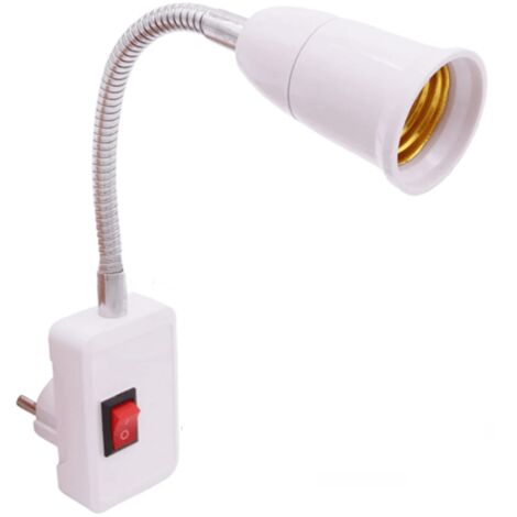 Adaptador de Enchufe E27 Europeo con interruptor V2  Blanco