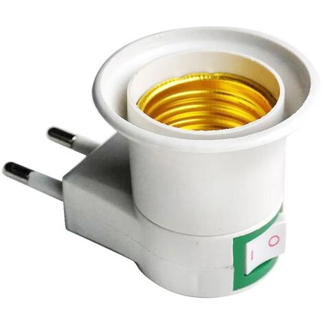 Adaptador de enchufe europeo para bombilla E27, interruptor de encendido/apagado con botón pulsador, enchufe europeo.