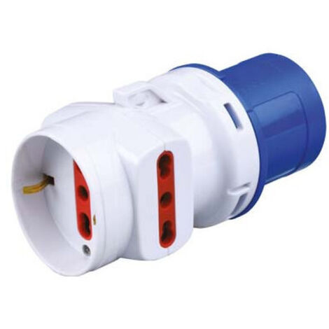 Adaptador de enchufe industrial a 3 tomas bipaso