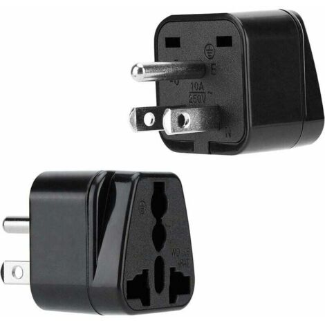 Adaptador de enchufe negro (2 unidades) – Juego de 2 adaptadores de viaje tipo B para tomas de corriente en Alemania, Italia, España y Francia – Convertidor