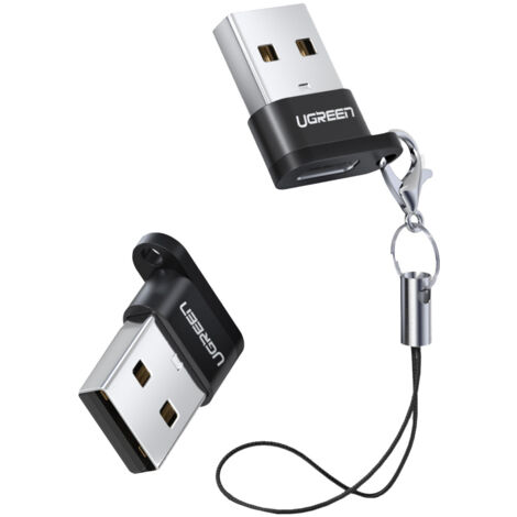 Adaptador de enchufe USB-C a USB, color negro