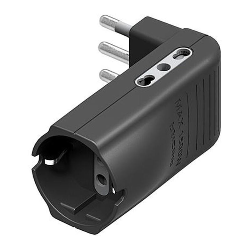bticino S3606GE adaptador de enchufe el/éctrico Antracita Adaptador para enchufe 250 V, 16 A, Antracita, De pl/ástico, Male connector // Female connector, CEI 23-50