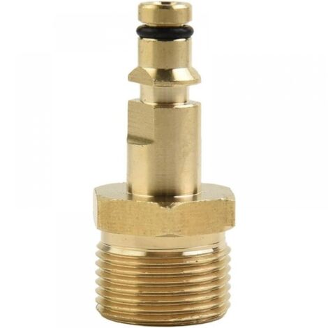 Adaptador de hidrolavadora M22 de latón macizo (50×23×23) y conector de salida serie K para Karcher y Nilfisk