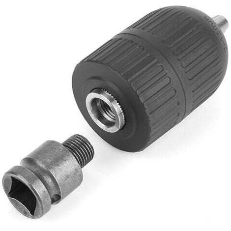 Adaptador de mandril de taladro de 2-13 mm, mandril de taladro sin llave de 1/2 pulgada-20UNF de plástico con adaptador de mandril de 1/2 pulgada para convertir llaves de impacto,