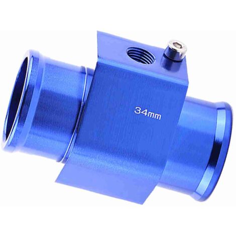 Adaptador de manguera de sensor de temperatura de agua de coche de metal universal azul 34 mm
