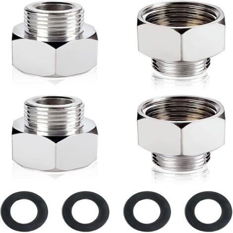 Adaptador de manguera de suministro de agua de acero inoxidable de diámetro variable de 1/2 a 3/8 de pulgada para grifos de cocina y baño, conexión de manguera de compresión (paquete de 4)