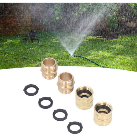 Adaptador de manguera trenzada de 3/4 de pulgada: 2 adaptadores de rosca macho doble y 2 adaptadores de rosca hembra doble con 4 juntas, para jardín y lavadora.