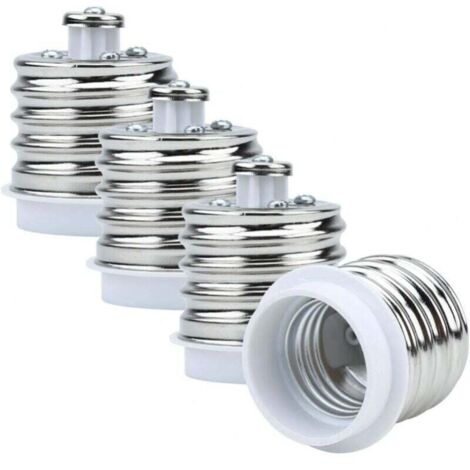 Adaptador de portalámparas de E40 a E27 en blanco: juego de 4 convertidores de portalámparas para lámparas incandescentes, LED, halógenas y de bajo consumo.