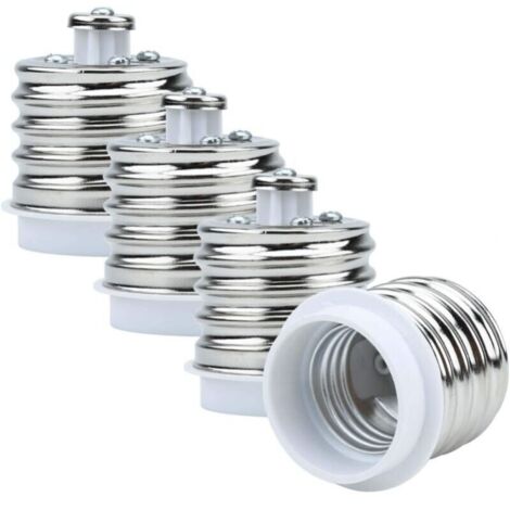 Adaptador de portalámparas de E40 a E27 en blanco: juego de 4 convertidores de portalámparas para lámparas incandescentes, LED, halógenas y de bajo consumo.