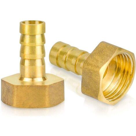 Adaptador de púas para manguera de latón KZQ (2 unidades, 1/2 pulgada G x 10 mm, rosca hembra)