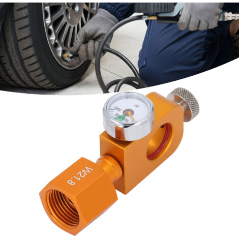 Adaptador de recarga W21.8 para máquina de refrescos con manómetro y función de ventilación – juego de 6 piezas, aluminio y acero