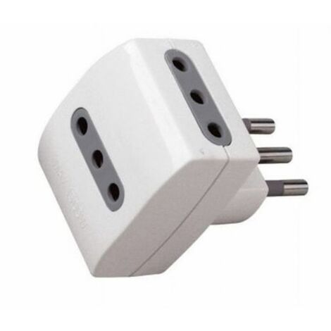 Adaptador de regleta V-TAC con 3 tomas de 10 A 2P+T y enchufe de 10 A 2P+T, color blanco